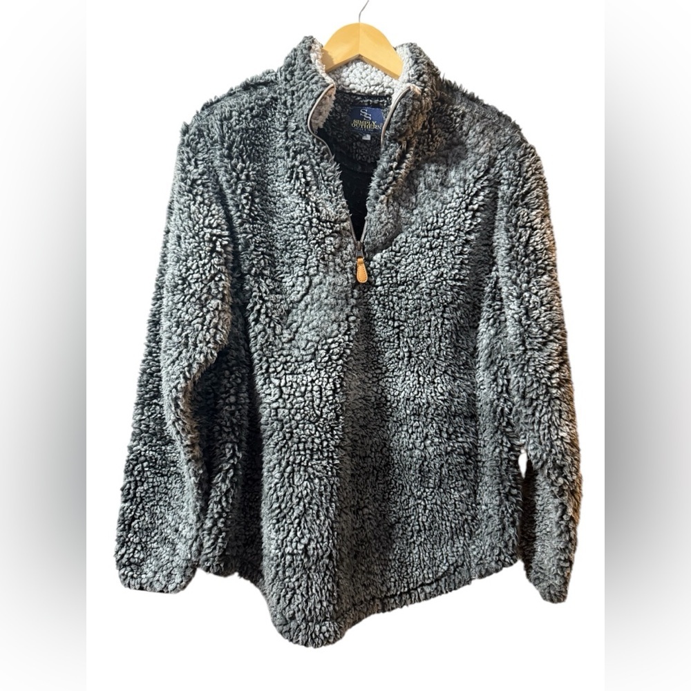 Simply Southern Heathered
Quarter Zip Sherpa Pullover in Phantom Grey Size Small
